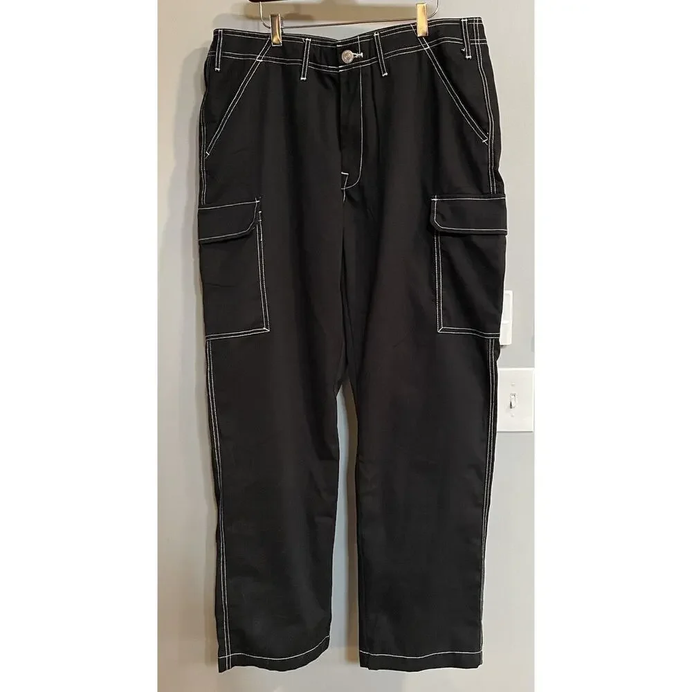 True Religion Pants Cargo Baggy Contrast Stitch Soft Poly Cotton Denim 36x32 New